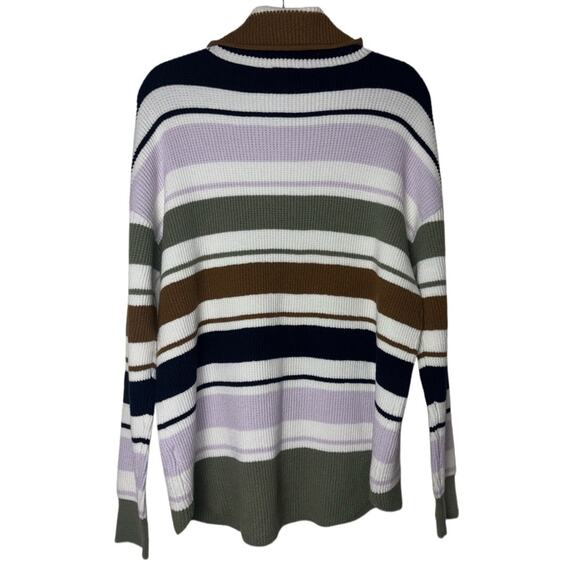 NEW Carve Designs Rockvale Sweater Cowl Neck Striped Thumb Holes Women's Size L - Picture 2 of 16
